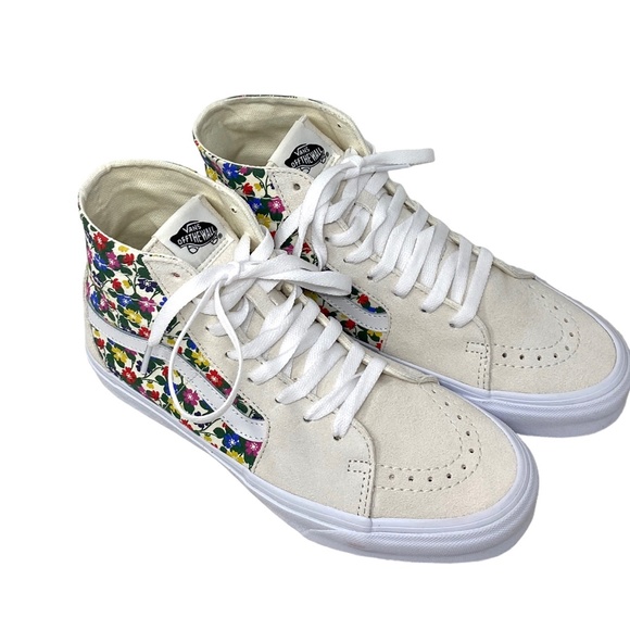 VANS Sk8-Hi Tapered Sneakers Women's Canvas Suede Floral White Shoes VN0A5KRUWHT - Picture 3 of 9